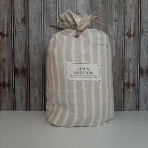 LinDeLuxe Stripe Queen European Vintage Washed Linen Duvet Cover Set